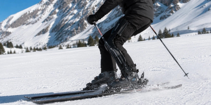 MODS skiing support system providing added leg stability and turn support.